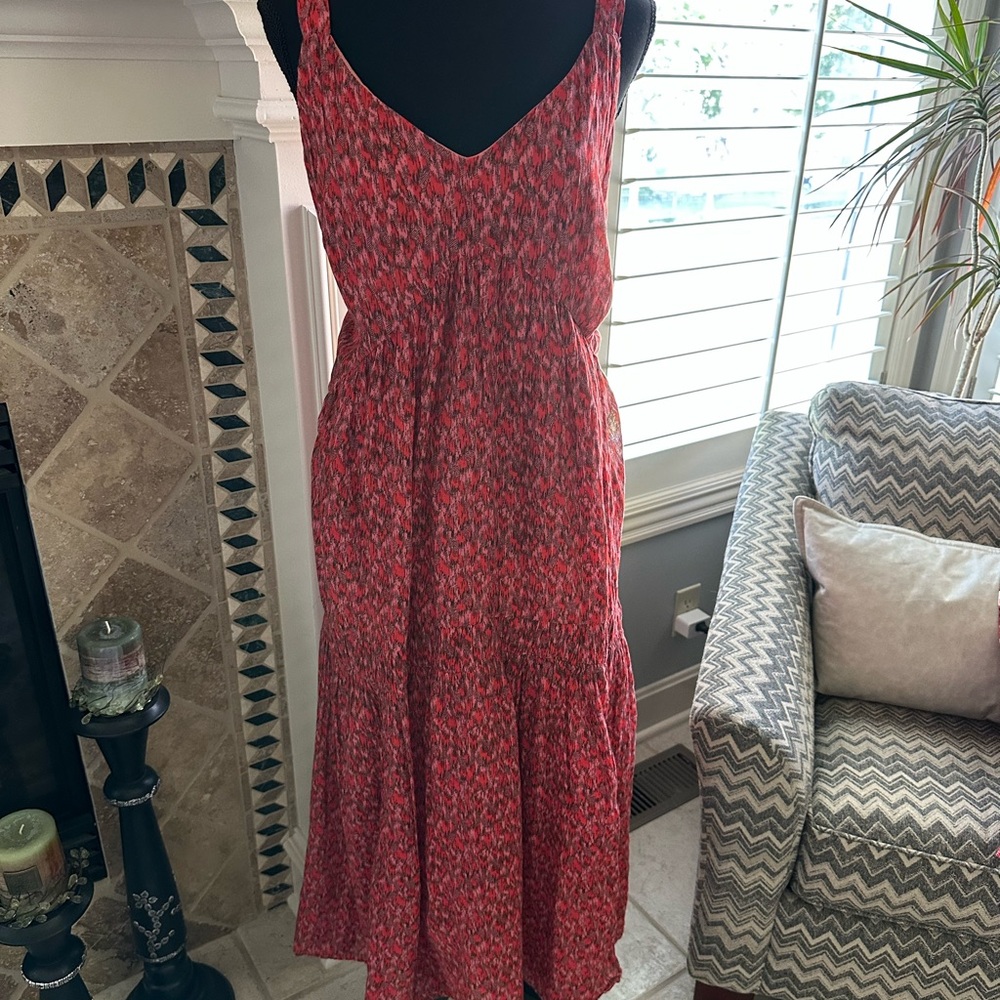Elegant Red Sleeveless Dress by joie